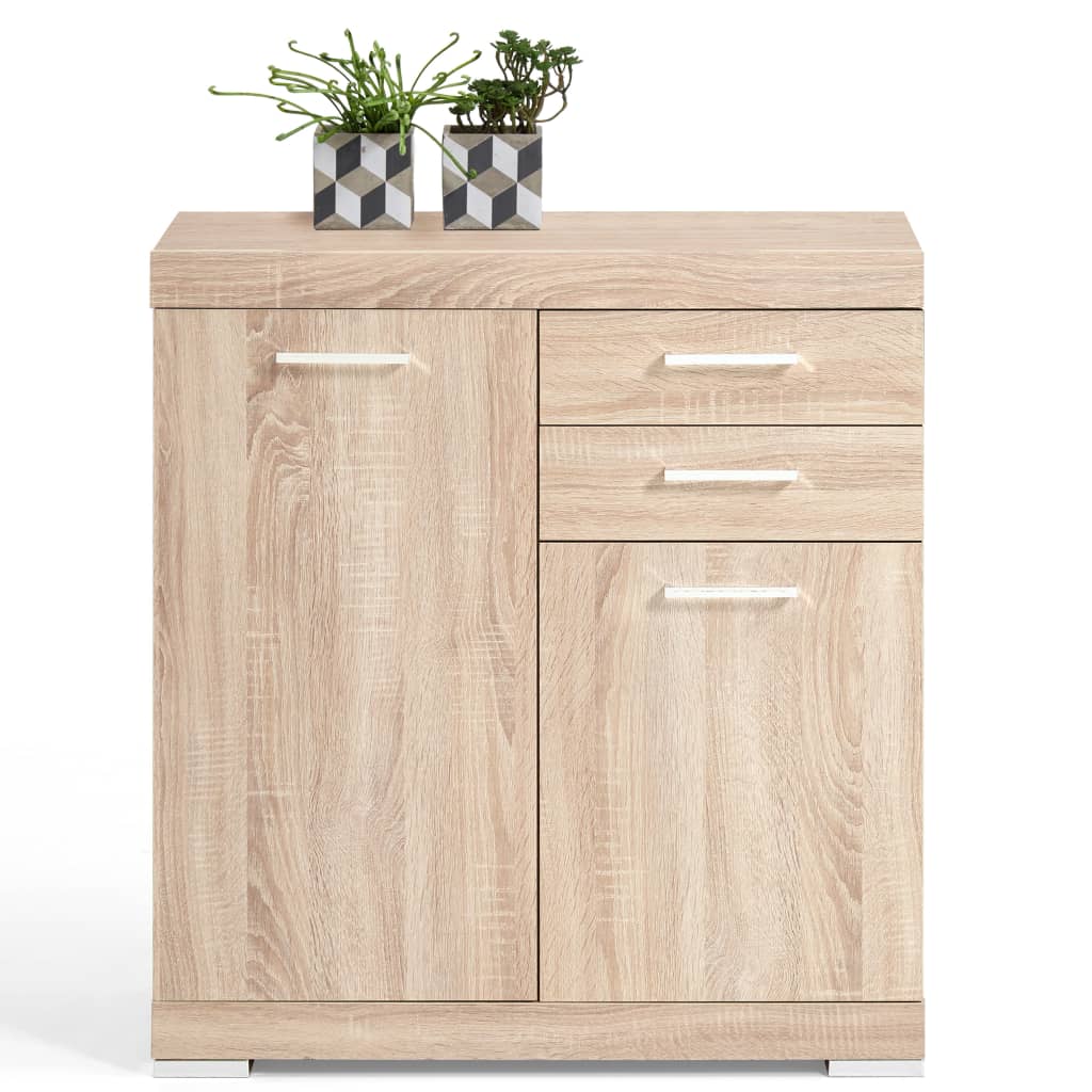 FMD Cabinet with 2 doors and 2 drawers 80x34.9x89.9 cm oak