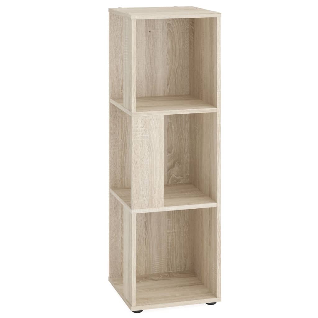 FMD Corner shelf with 6 Sonoma oak lateral compartments