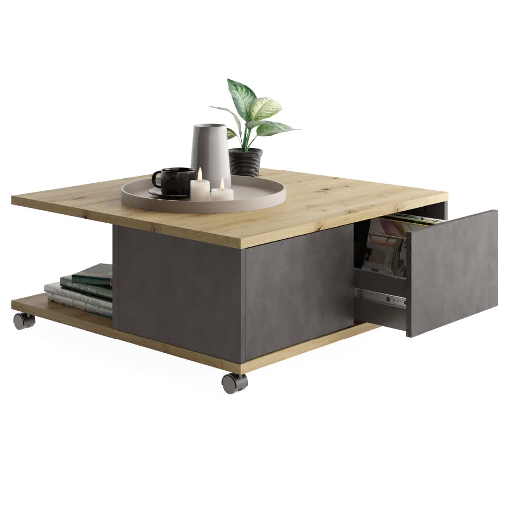 FMD Mobile Coffee Table Artisanal Oak