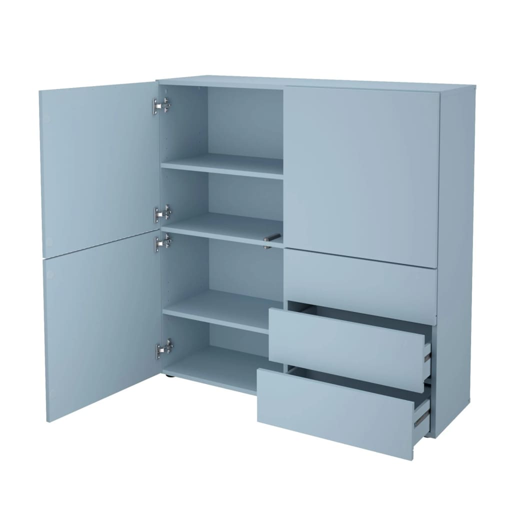 FMD -Schrank mit 3 Schubladen und 3 Türen 99 x 31,5 x 101,2 cm blau