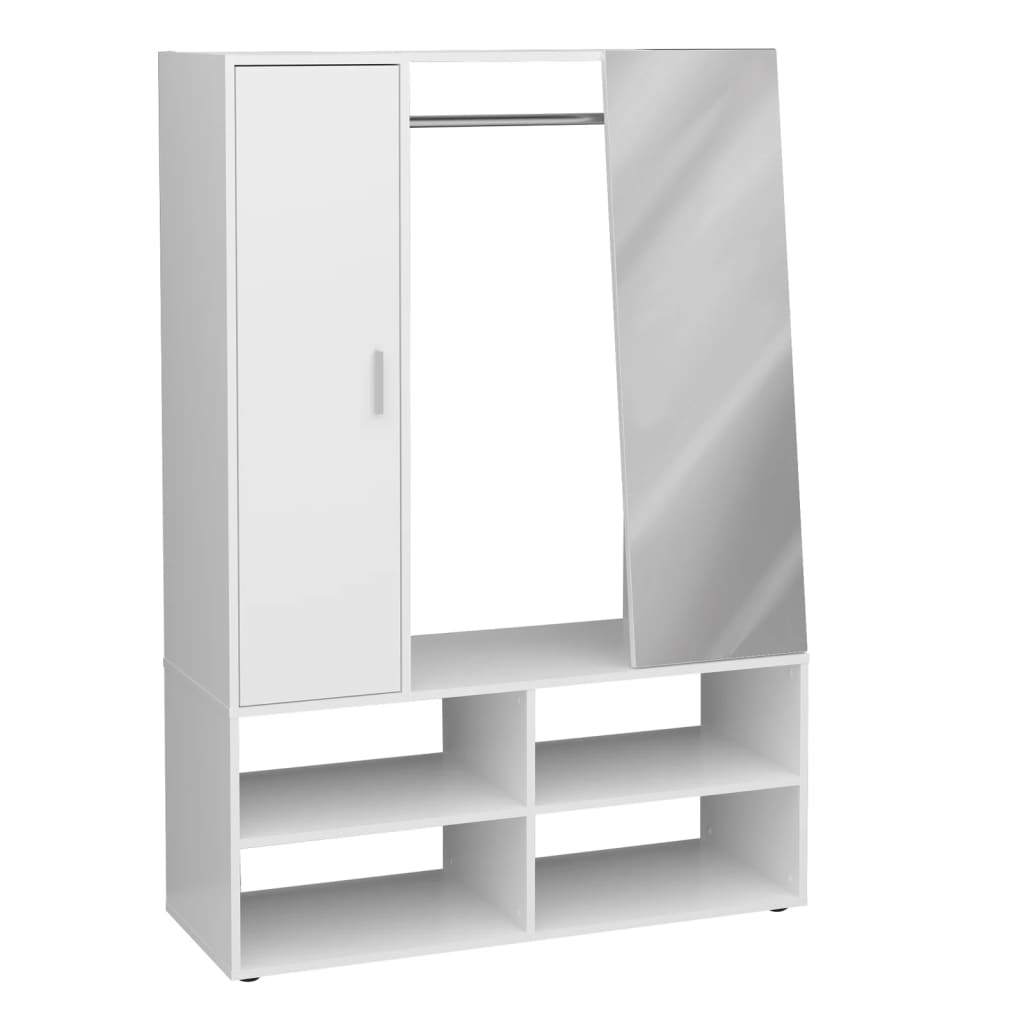 FMD Cabinet with 4 compartments and mirror 105x39.7x151.3 cm white