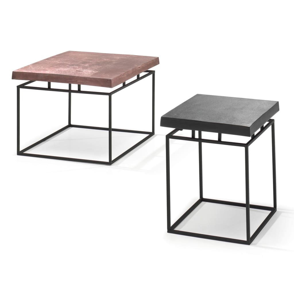 Rousseau set of coffee table 2 pcs gray metal and rust