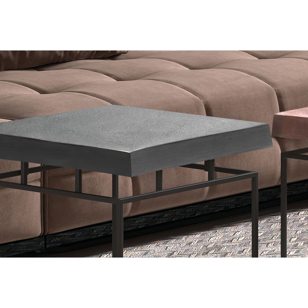 Set tavolino da caffè 2 pezzi Rousseau Aron in metallo grigio e ruggine