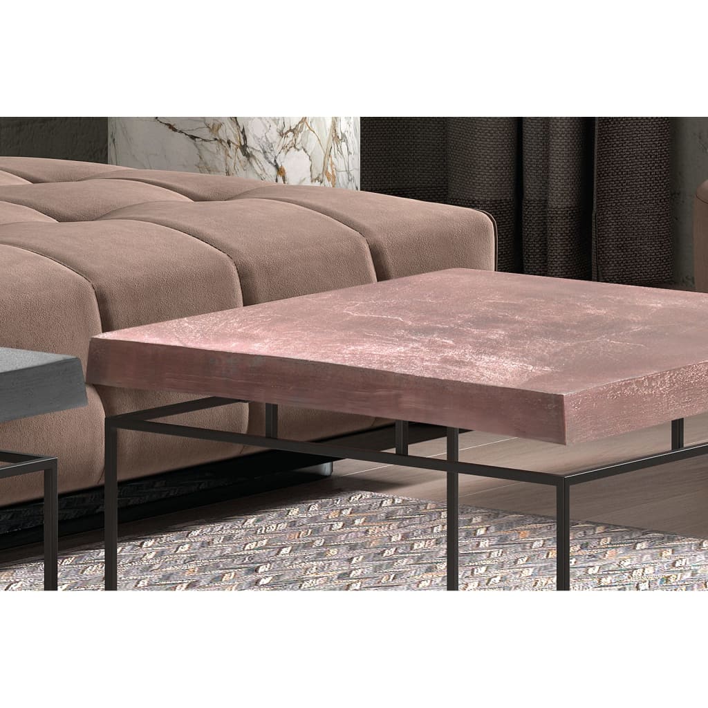 Rousseau set of coffee table 2 pcs gray metal and rust