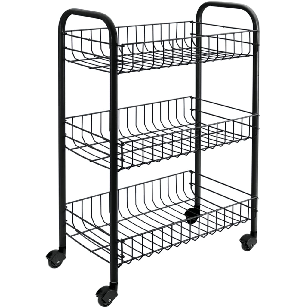 METALTEX Kitchen cart with 3 black siena baskets