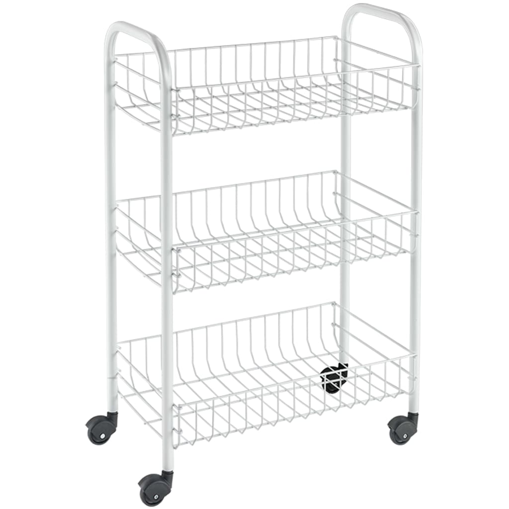METALTEX Kitchen cart with 3 White Siena baskets