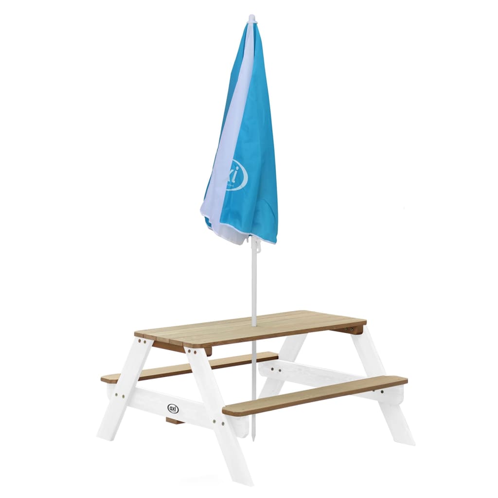 Axi picnic table for children Nick and brown and white parasol