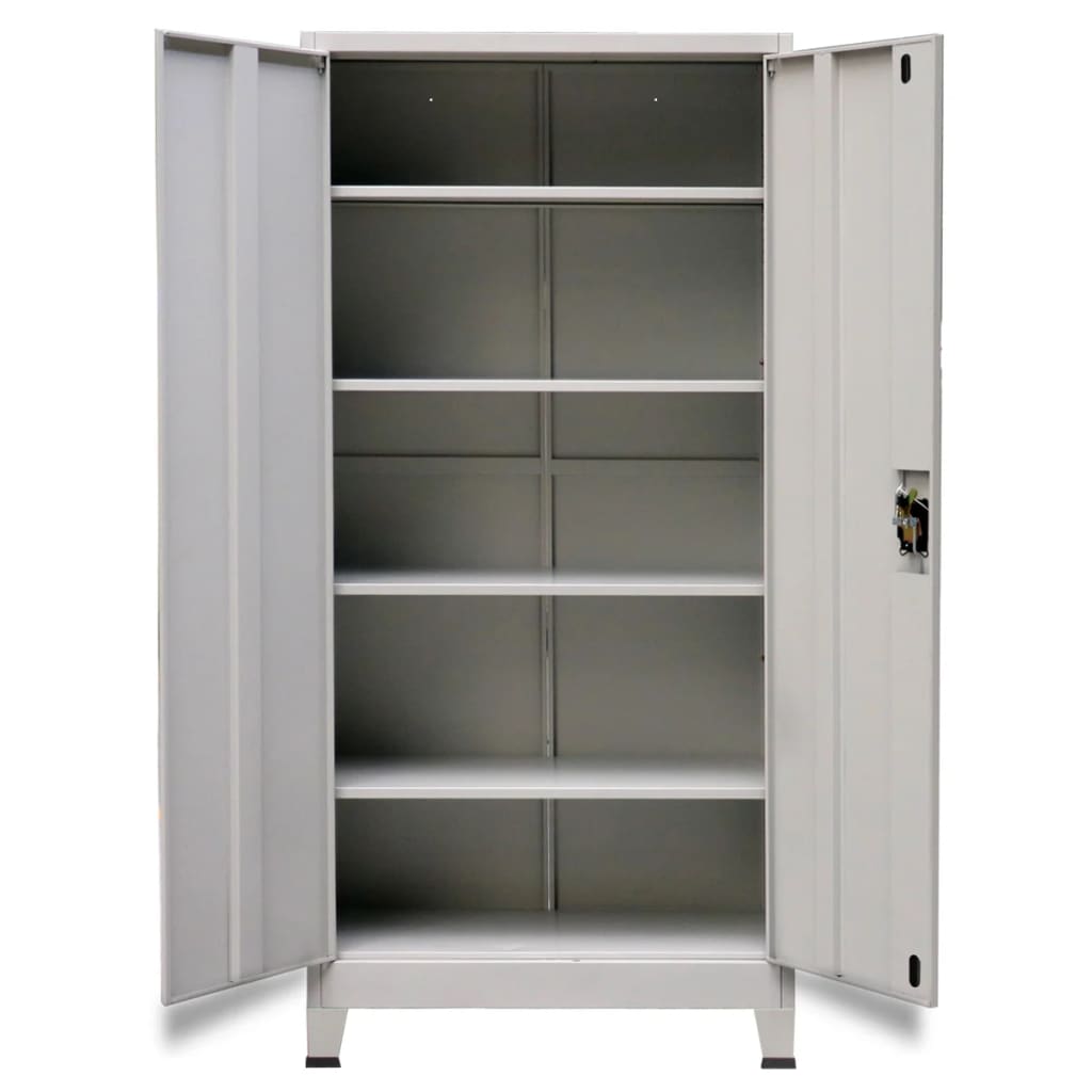 Office cabinet with 2 steel doors 90 x 40 x 180 cm gray