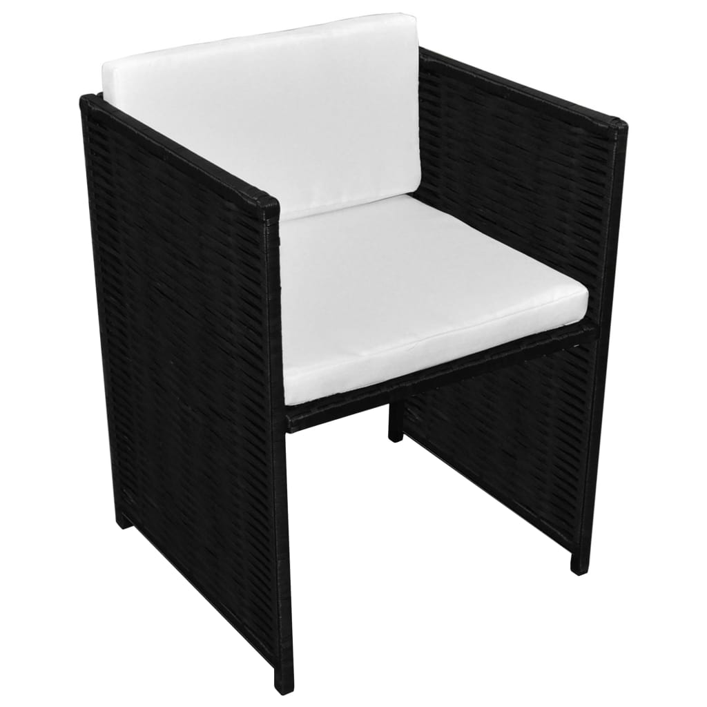 Mobilier de bistro 3 pcs avec coussins Résine tressée Noir