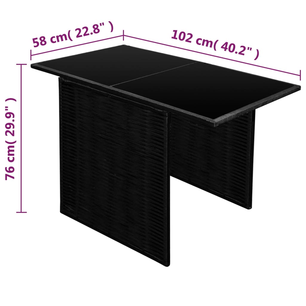 Mobilier de bistro 3 pcs avec coussins Résine tressée Noir