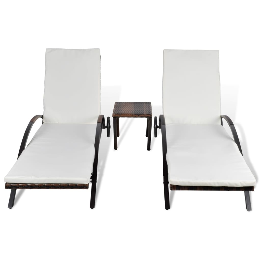 Long chairs with brown braided resin table