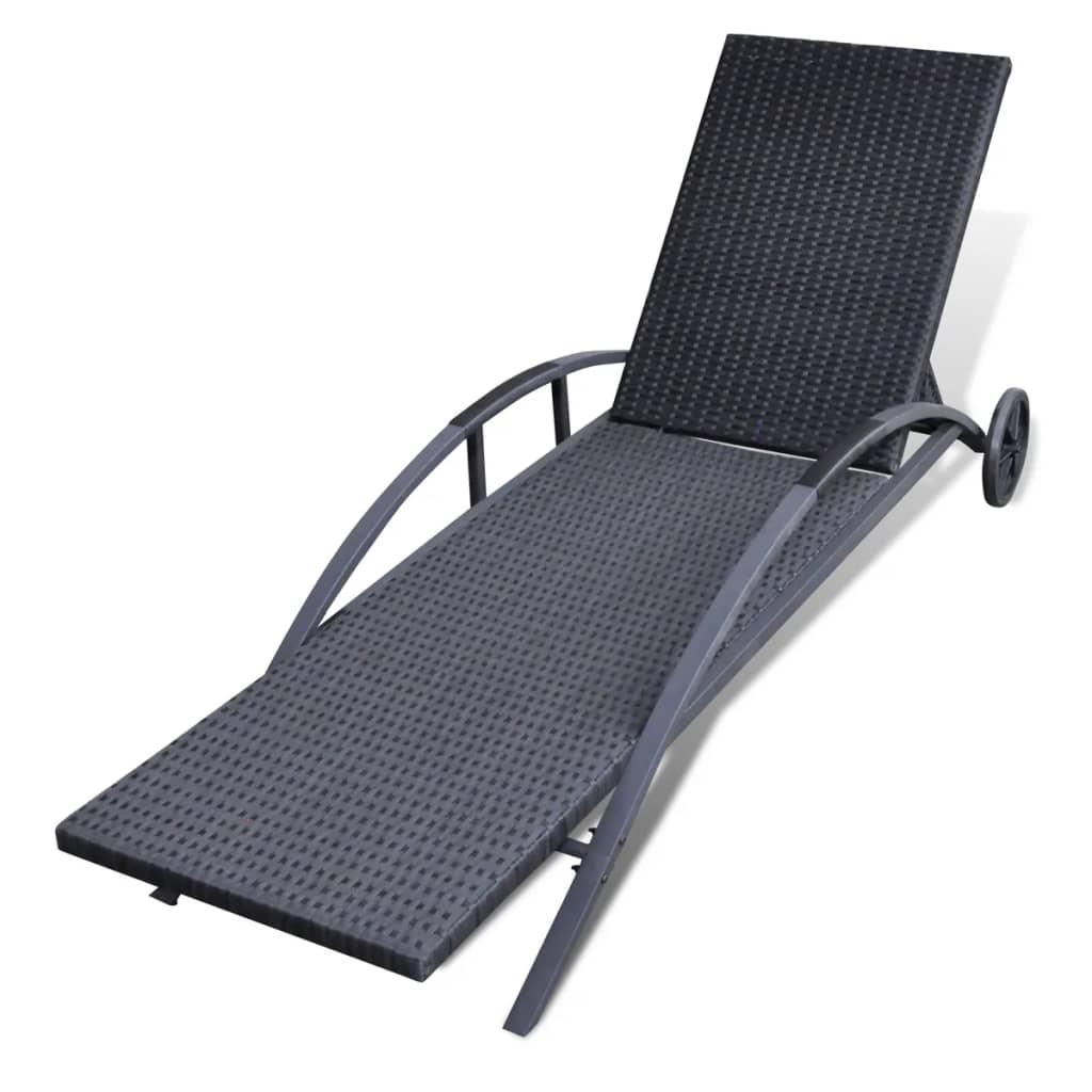 Langer Stuhl mit schwarzem Harzkissen und Rädern