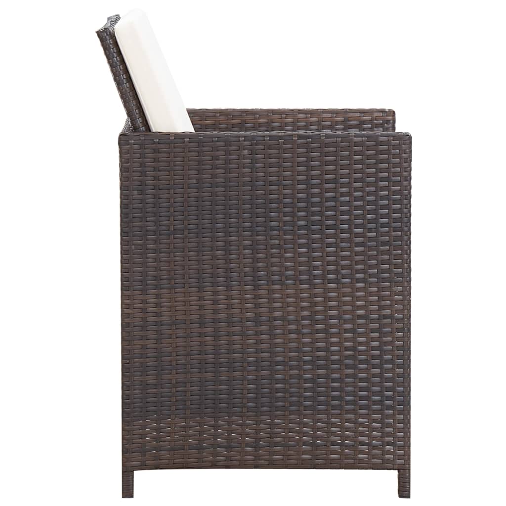 Built -in garden furniture and cushions 5 pcs brown rattan