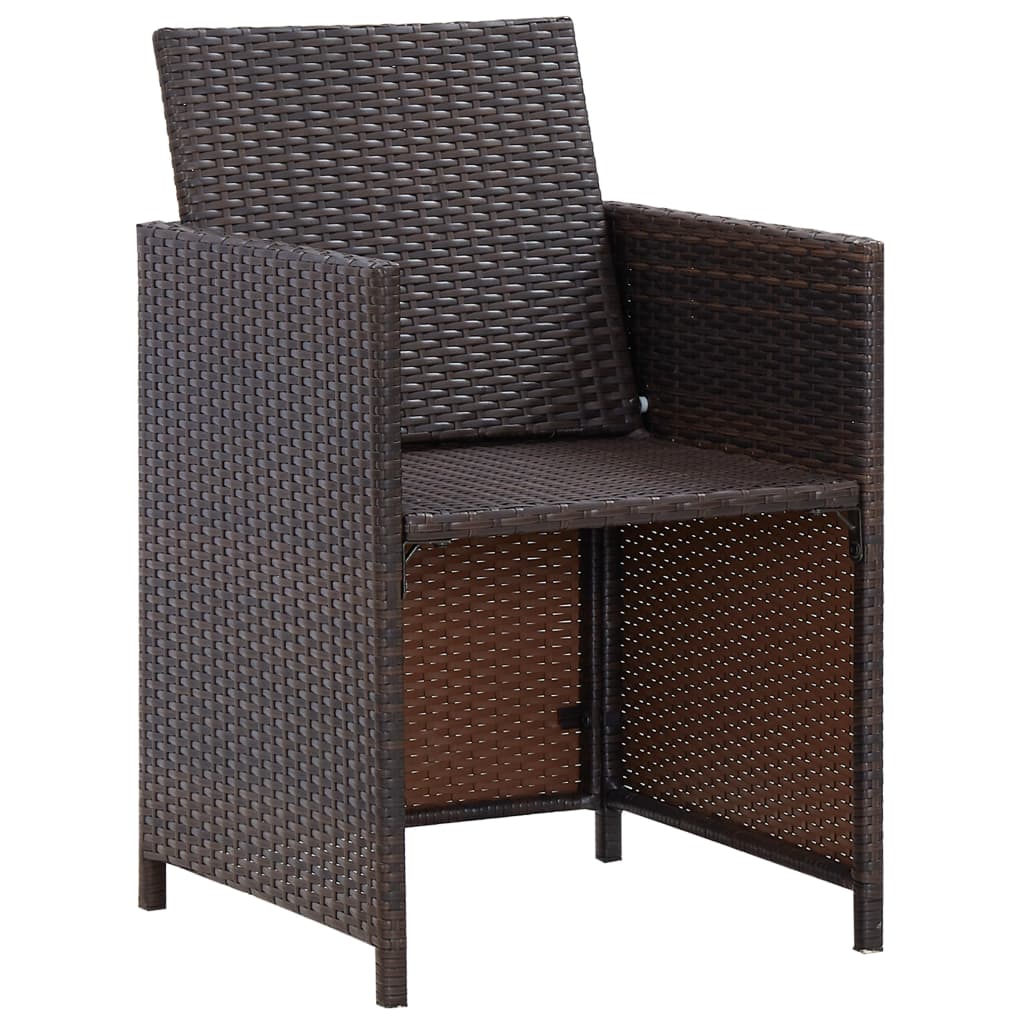 Built -in garden furniture and cushions 5 pcs brown rattan