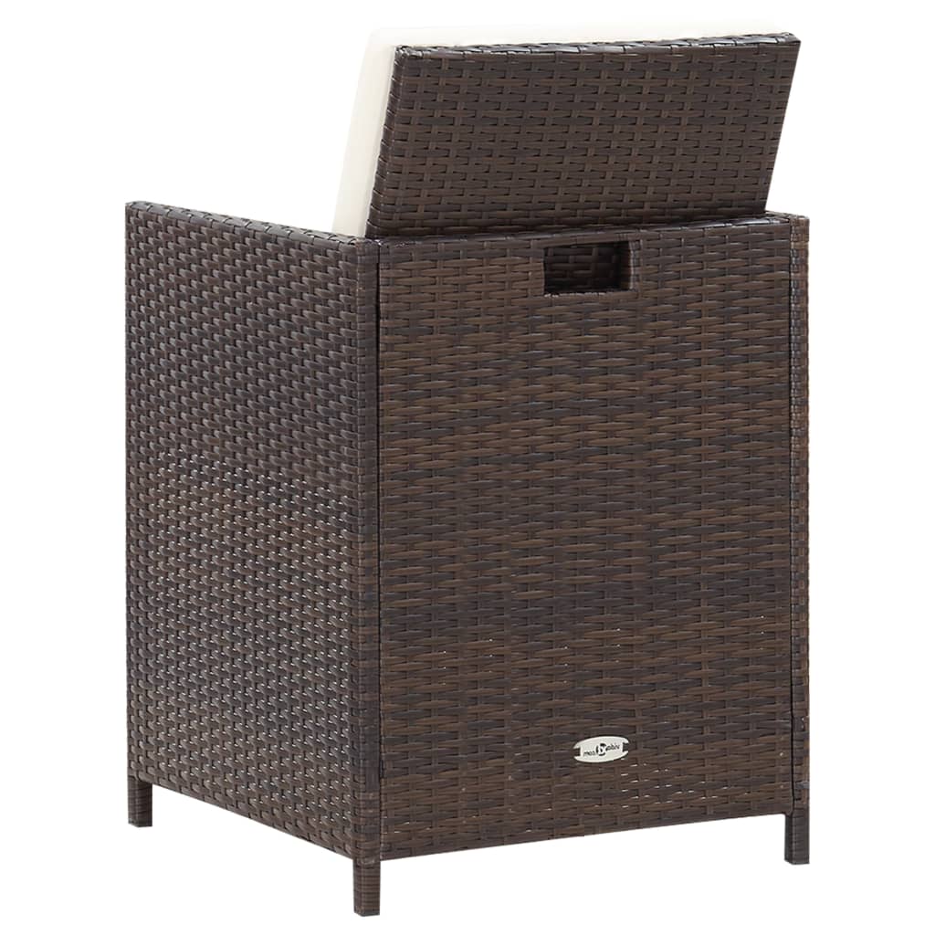 Built -in garden furniture and cushions 5 pcs brown rattan