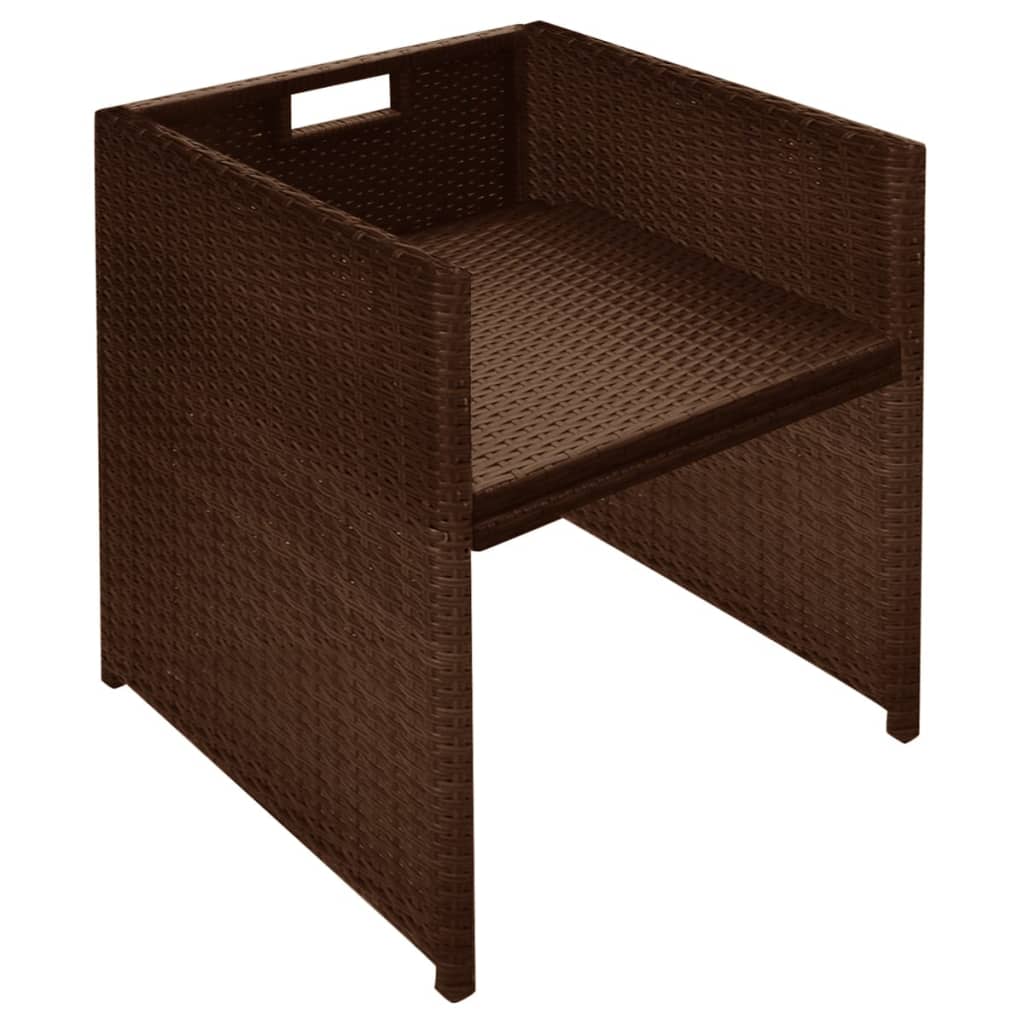 Built -in garden furniture 3 pcs and brown rattan cushions