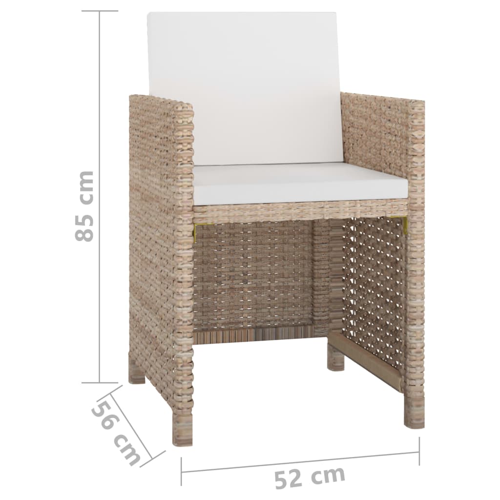 Mobili da giardino con cuscini 9 pz. Resina intrecciata beige