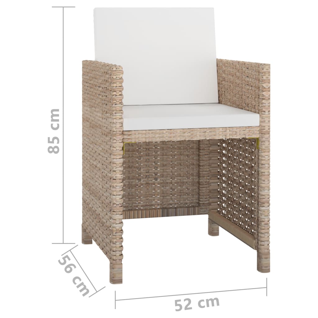 Mobili da giardino con cuscini 11 pz. Resina intrecciata beige