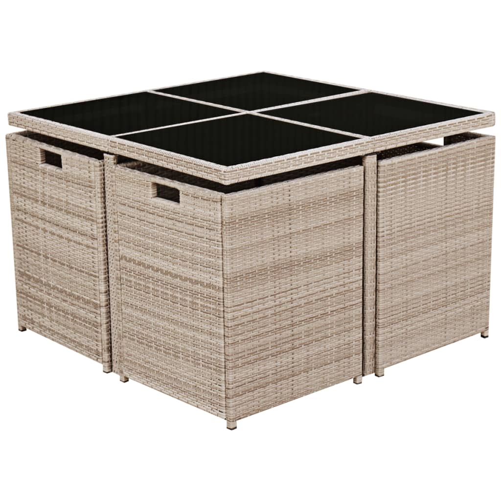 Gebaute Gartenmöbel mit 9 Stcs Beige Rattan -Kissen