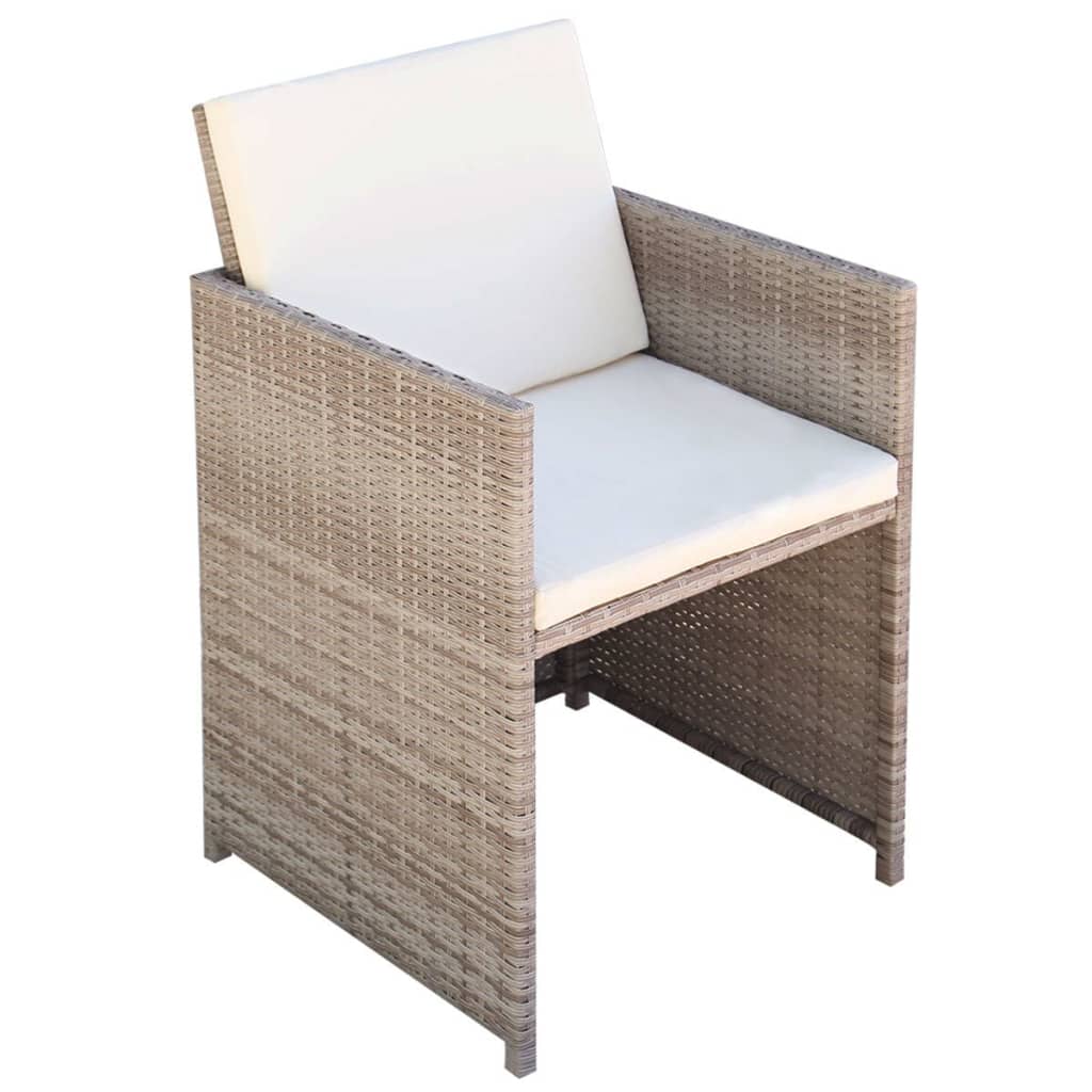 Mobile da giardino da incasso con 9 cuscini in rattan beige