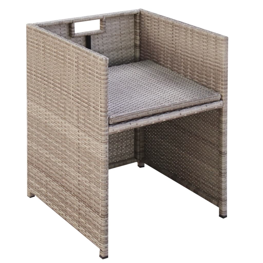 Mobile da giardino da incasso con 9 cuscini in rattan beige