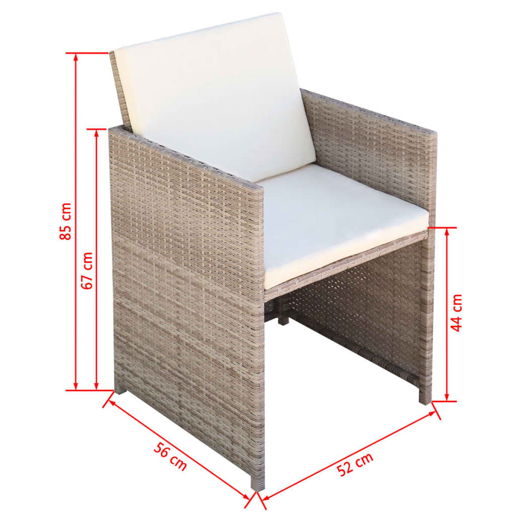 Gebaute Gartenmöbel mit 9 Stcs Beige Rattan -Kissen