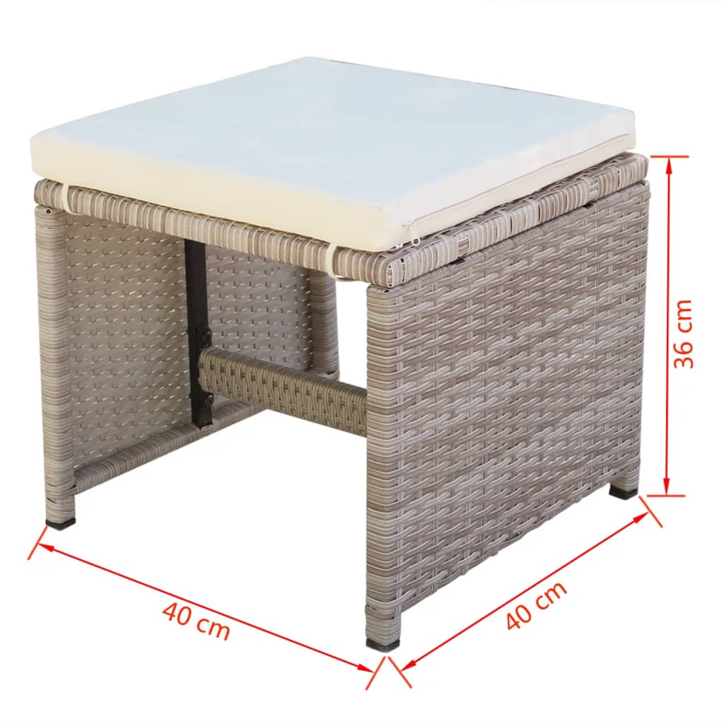 Built -in garden furniture with 9 pcs beige rattan cushions