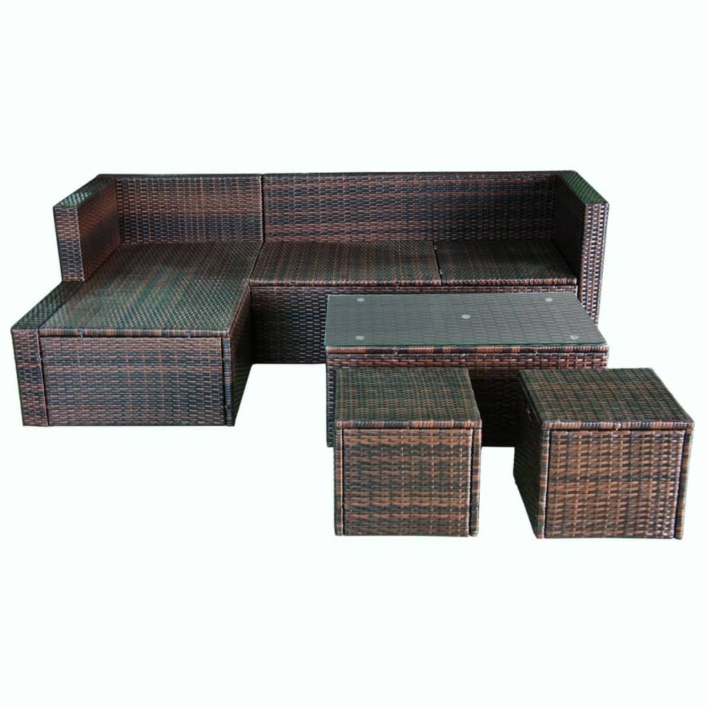 4 pcs garden furniture with brown braided resin cushions