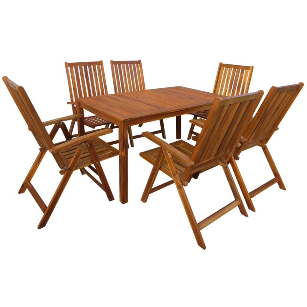 Outdoor dining room 7 pcs solid acacia wood