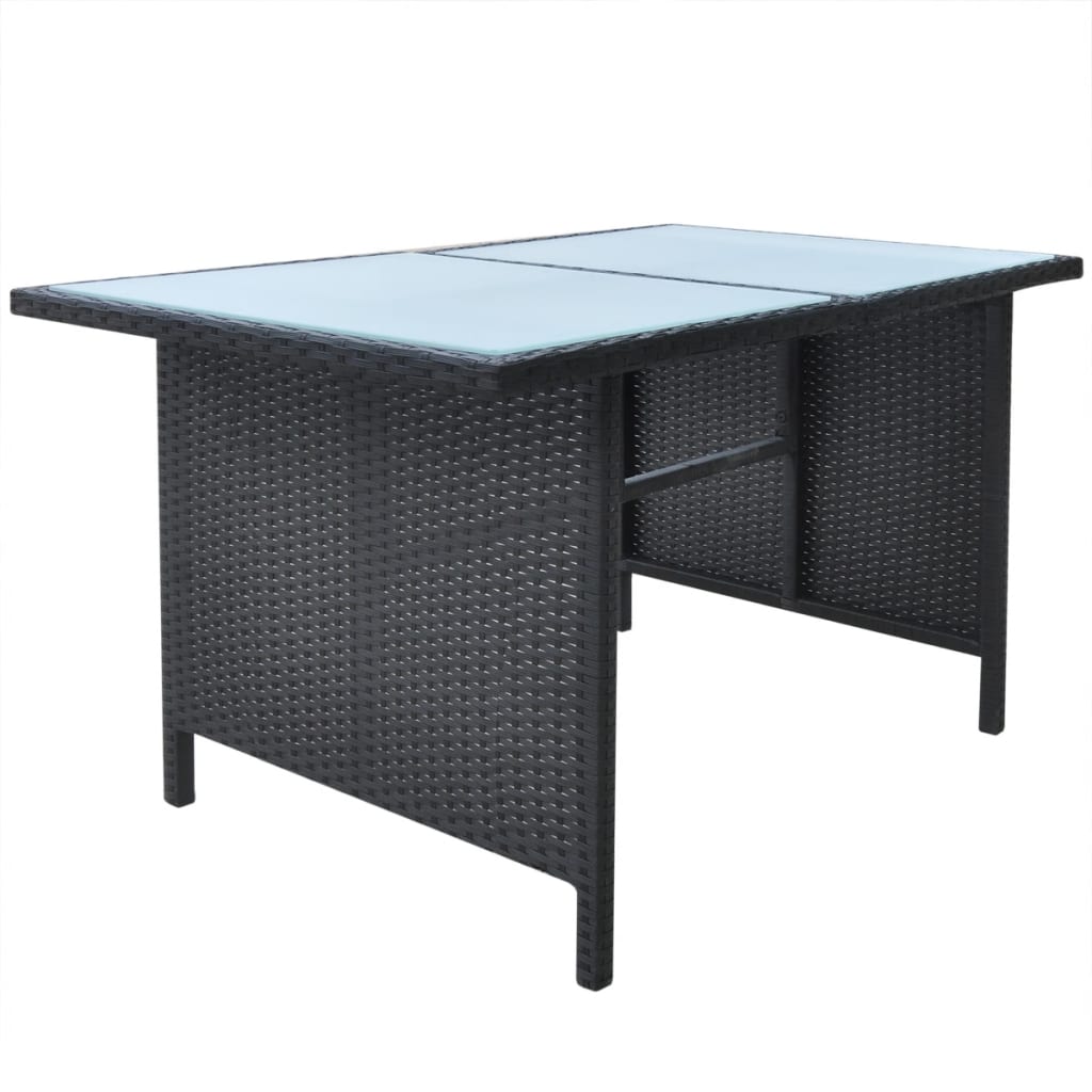 Mobilier à dîner de jardin 6pcs et coussins Résine tressée Noir