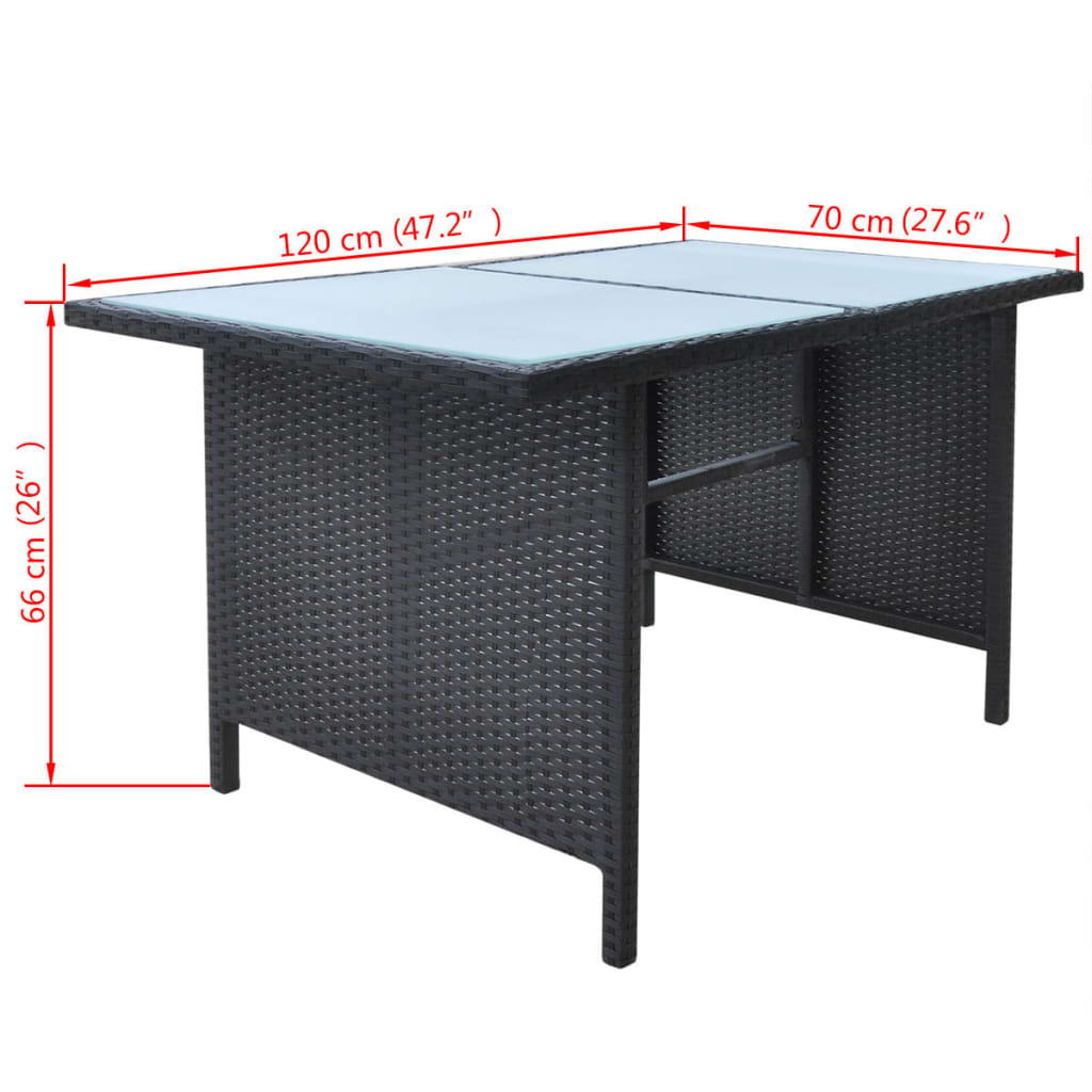 Mobilier à dîner de jardin 6pcs et coussins Résine tressée Noir