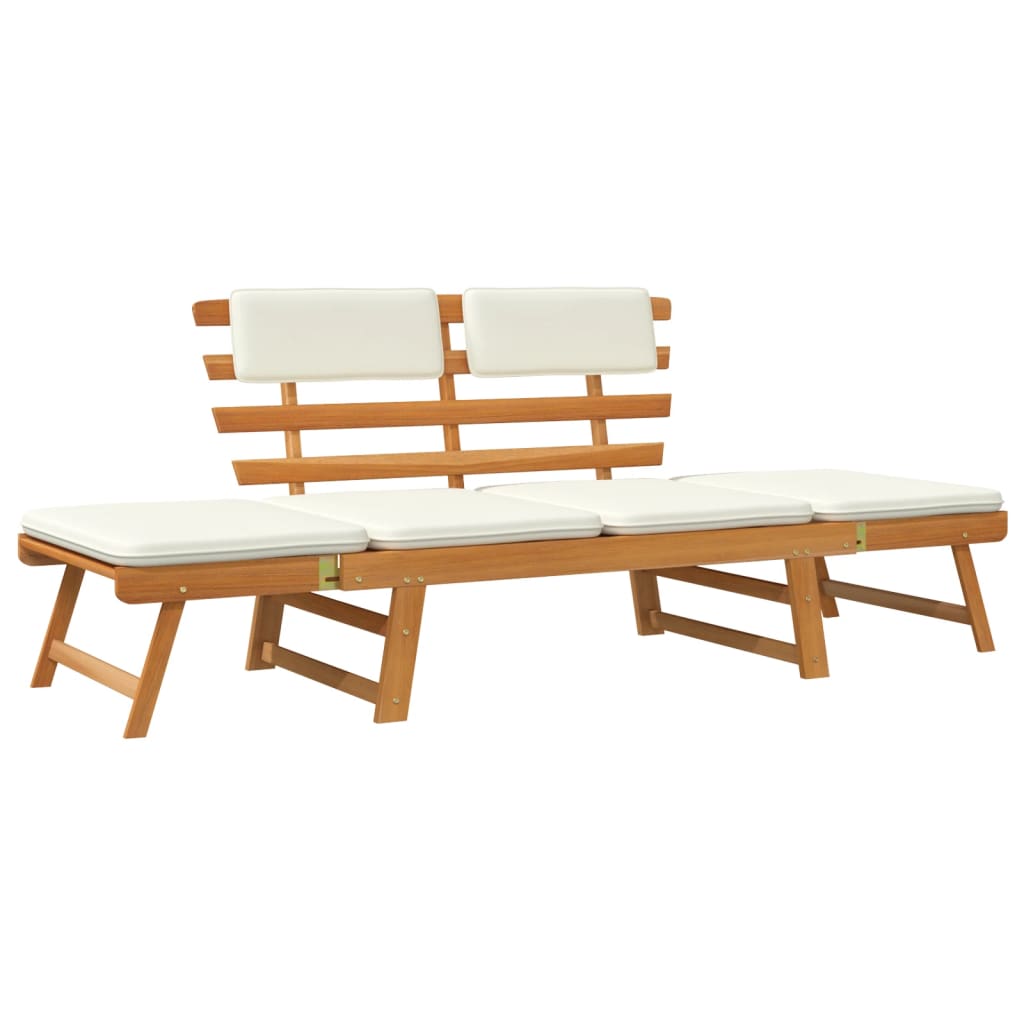 Garden bench with cushions 2-in-1 190 cm Acacia solid wood