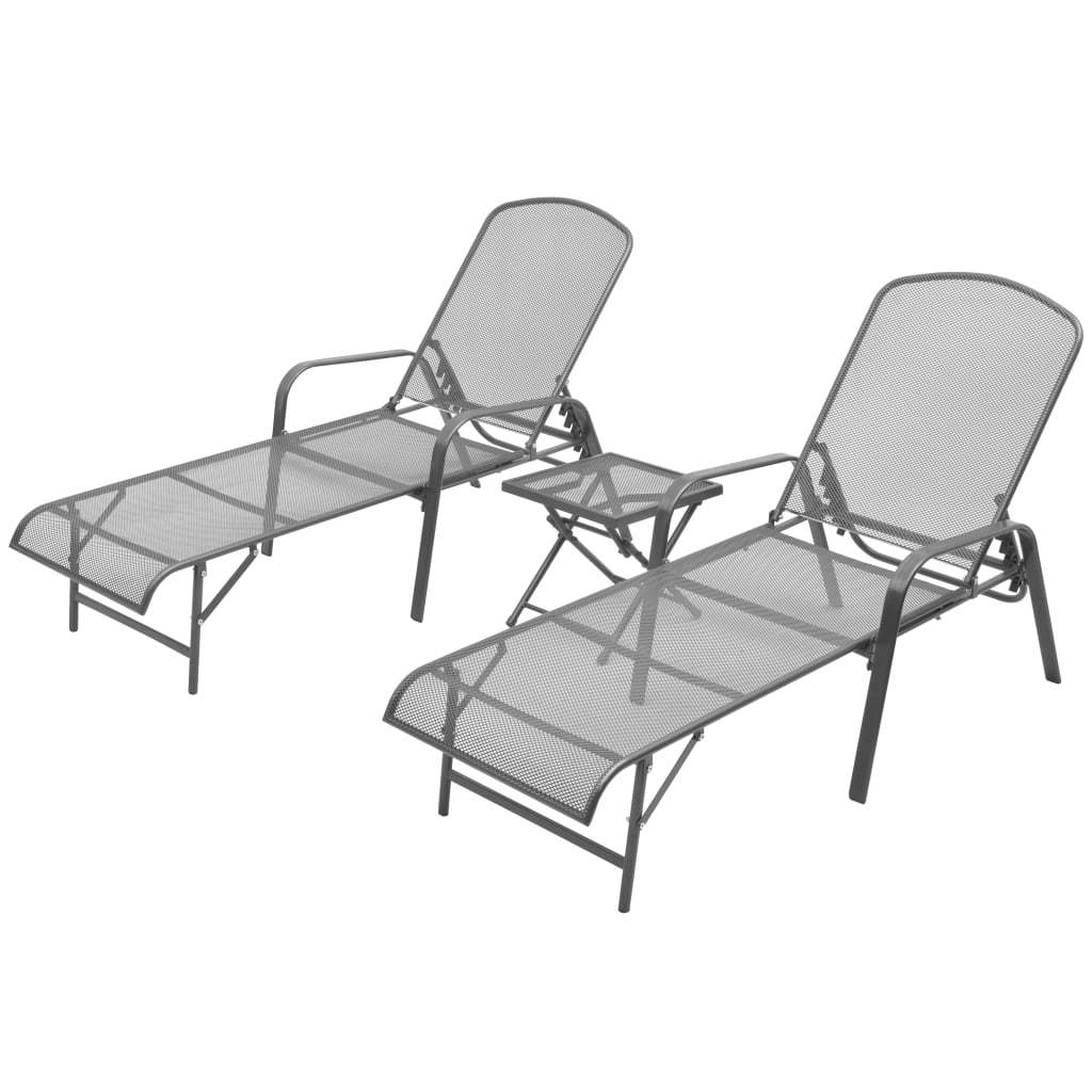 2 pcs loungers with anthracite steel table