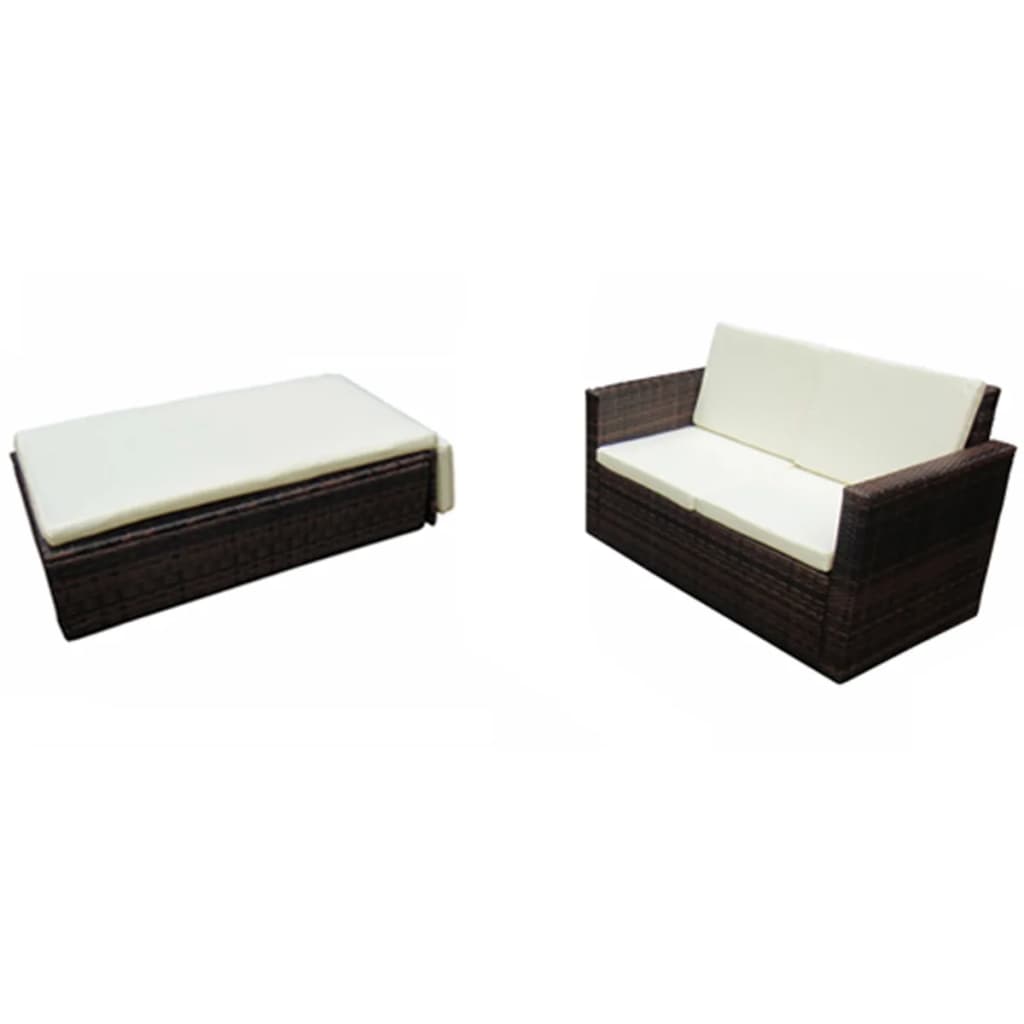 2 pcs garden furniture with brown braided resin cushions