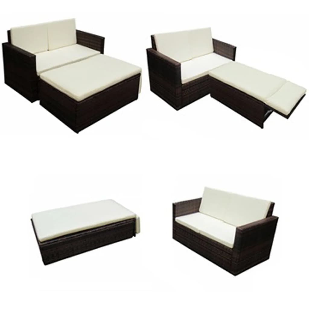 2 pcs garden furniture with brown braided resin cushions