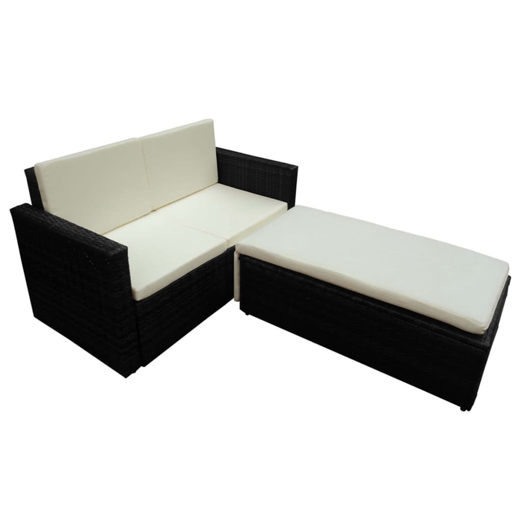 2 pcs garden furniture with black braided resin cushions