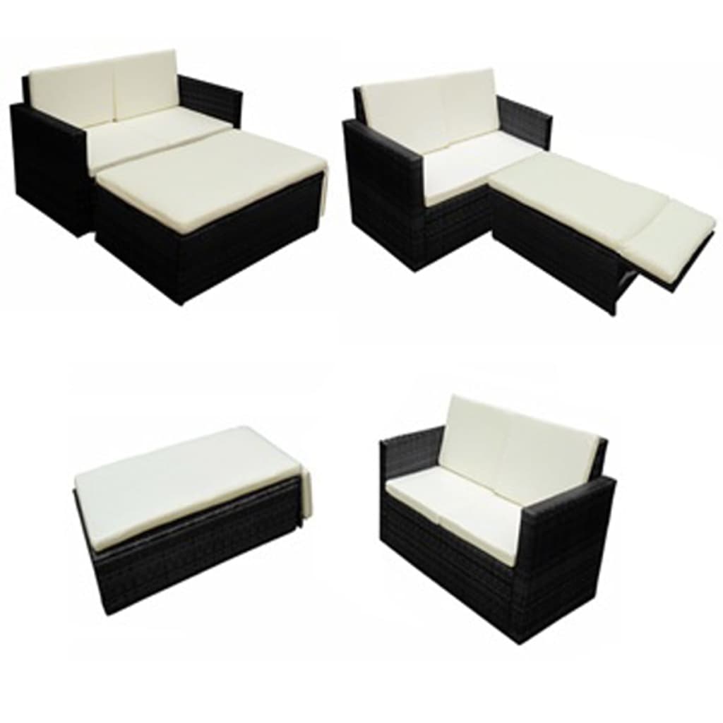 2 pcs garden furniture with black braided resin cushions