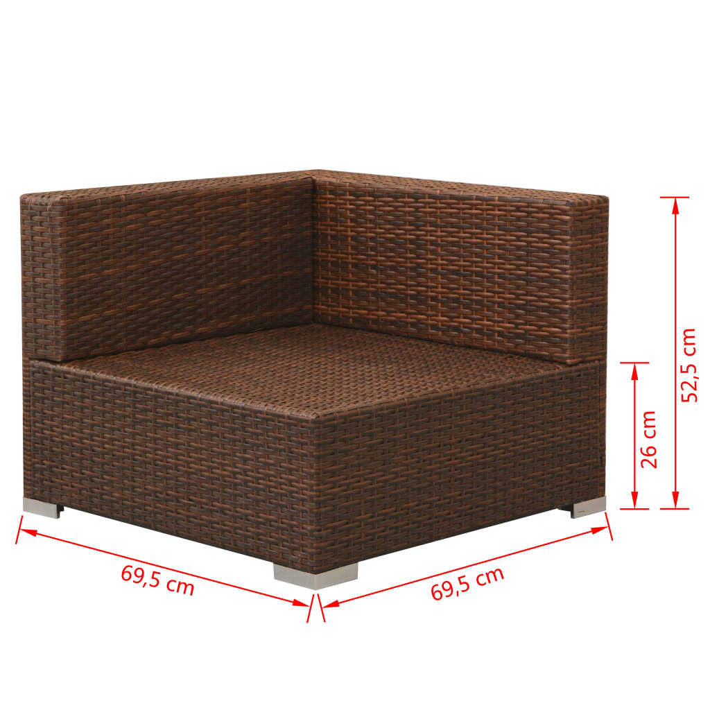 3 pcs garden furniture with brown braided resin cushions