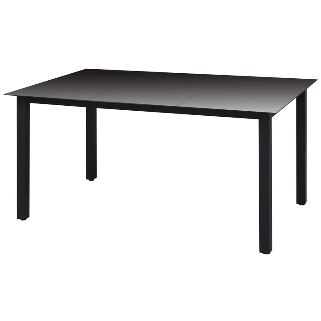 Black garden table 150 x 90 x 74 cm aluminum and glass
