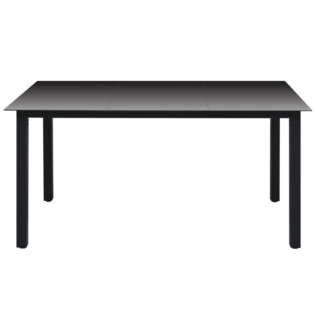 Table de jardin Noir 150 x 90 x 74 cm Aluminium et verre