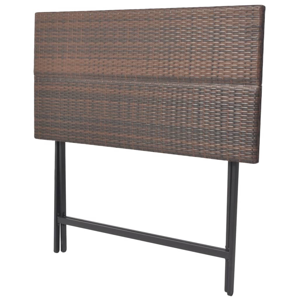 Foldable dinner furniture 7 pcs brown braided resin steel
