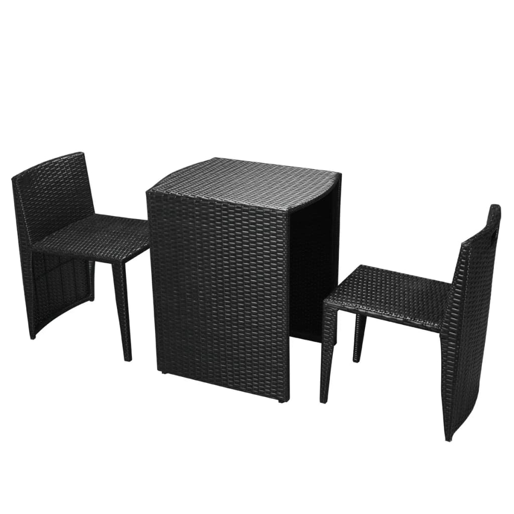 3 pcs bistro furniture with black braided resin cushions