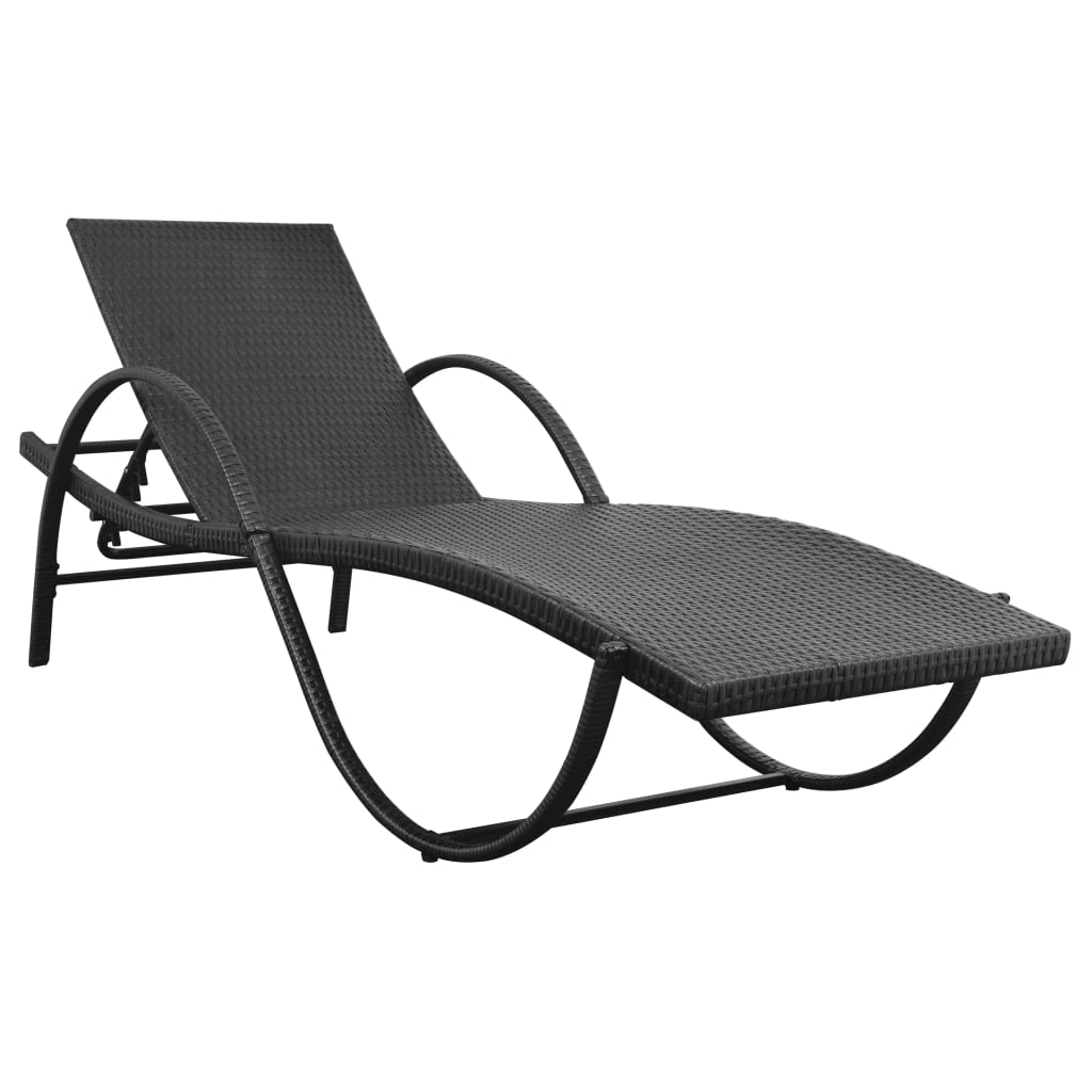 Long chair with black braided resin cushion