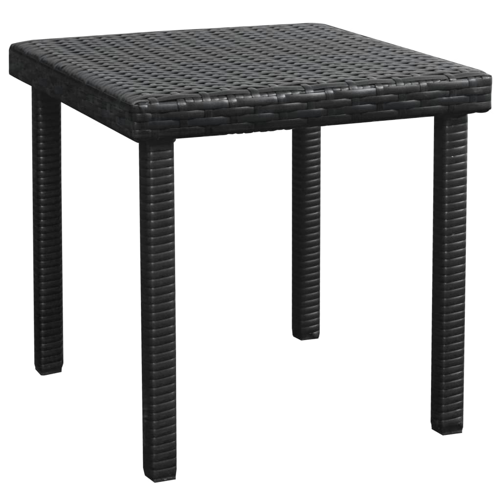 Langer Stuhl mit schwarz geflochtenem Harzkissen und Tisch