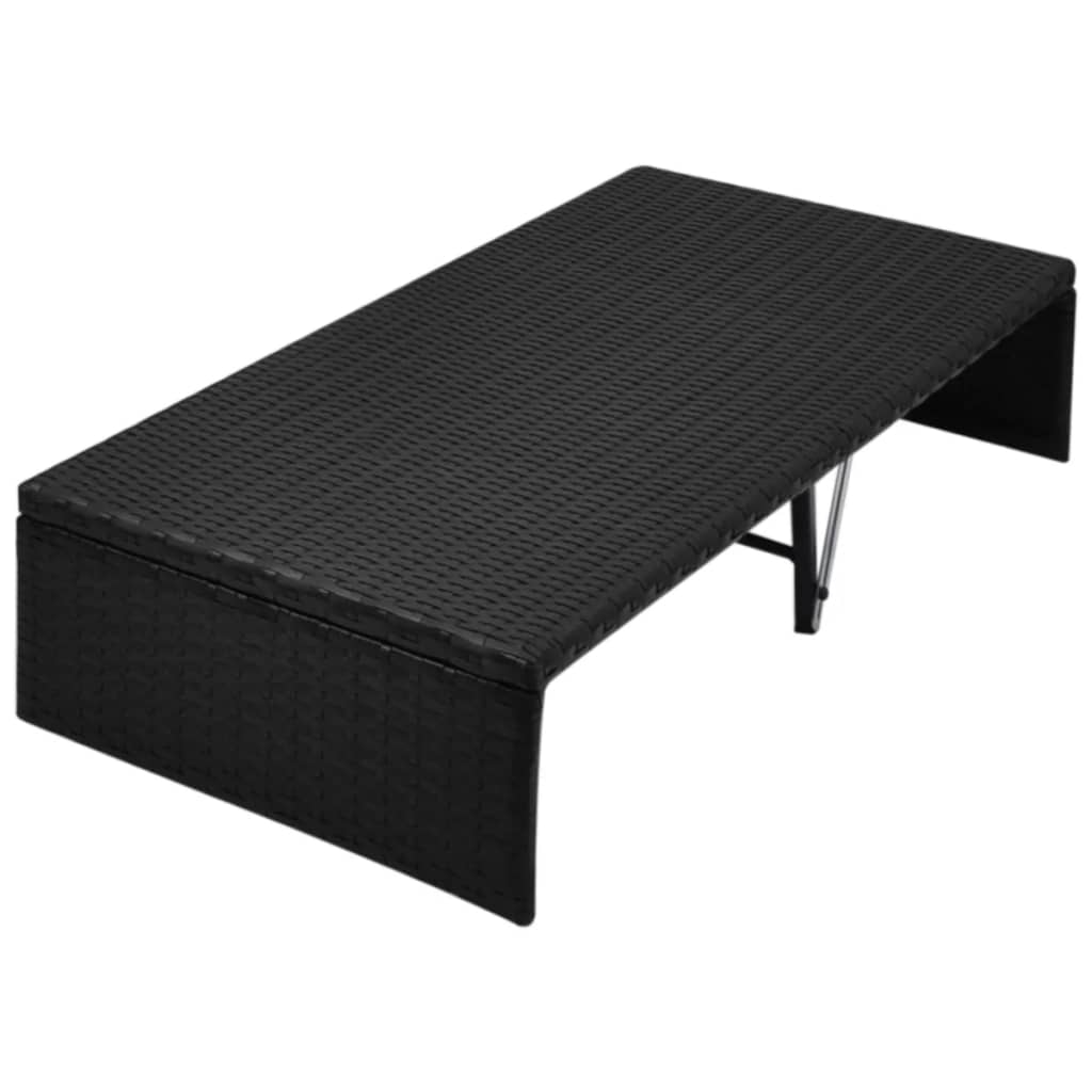 Garden bed with black awning 190x130 cm braided resin