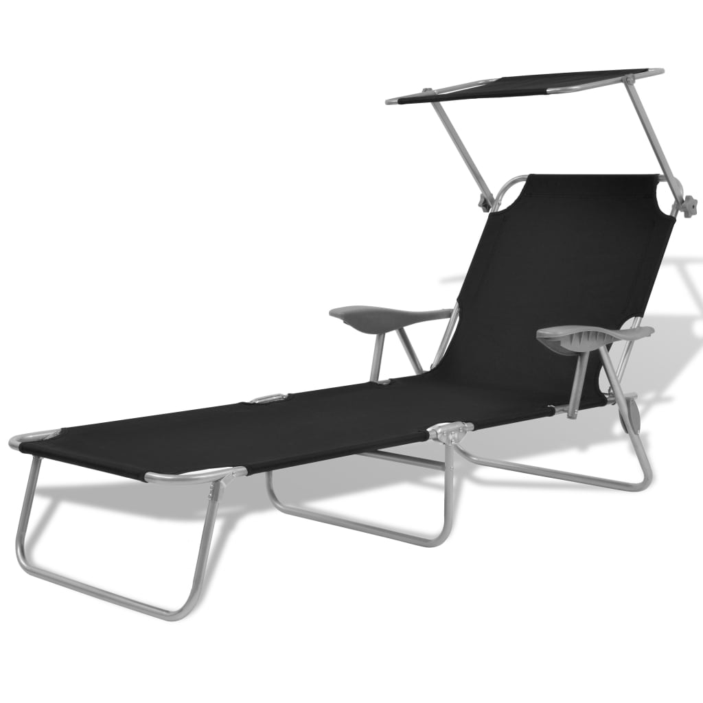 Langer Stuhl mit schwarzer Stahl -Markise