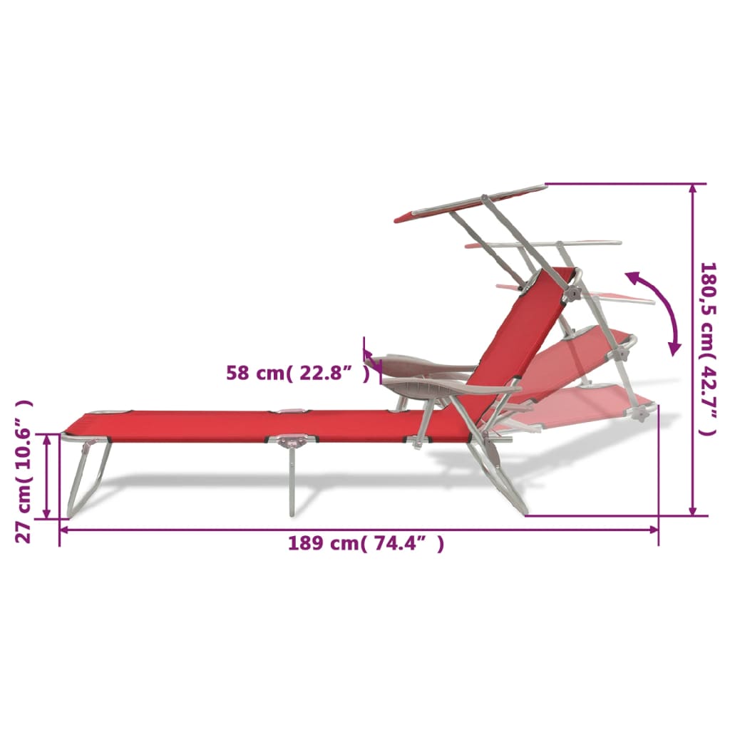 Long chair with red steel awning