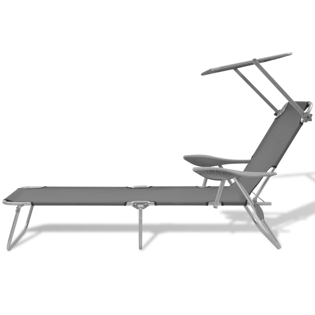 Langer Stuhl mit graues Stahl -Markise