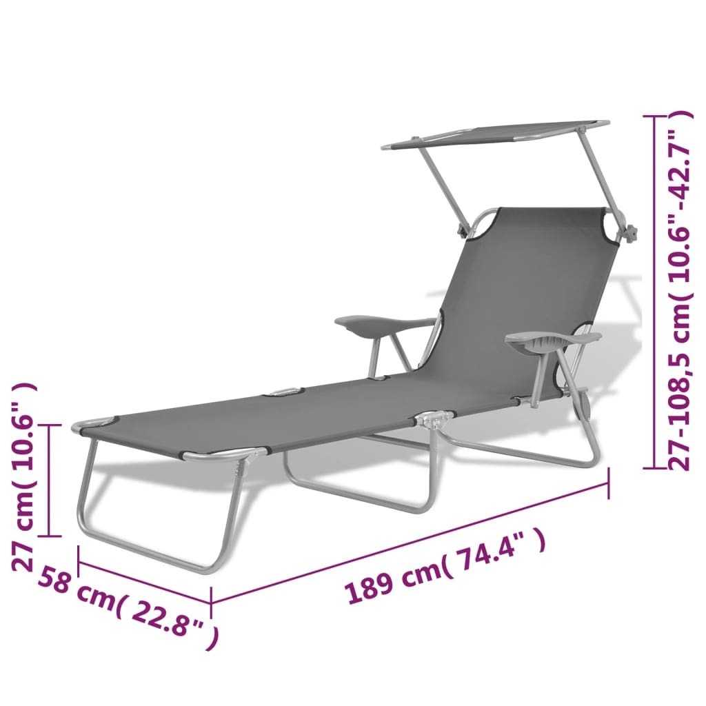Long chair with gray steel awning