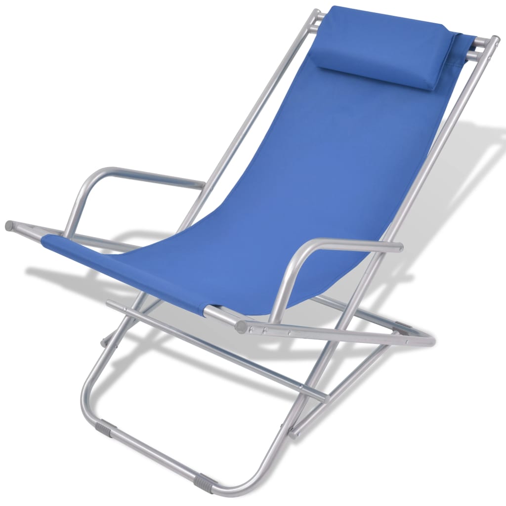 Terrace reclining chairs 2 pcs blue steel
